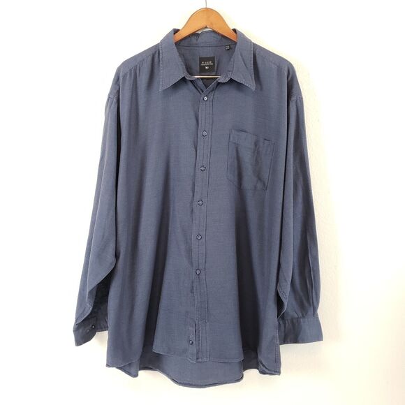 e-Luxe Evergreen Softwear SIZE XXL Navy Blue Mens Long Sleeve Button Down Shirt - Picture 7 of 7
